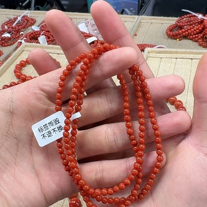 南红玛瑙手链未镶嵌原矿南红项链4mm瓦西柿子锦