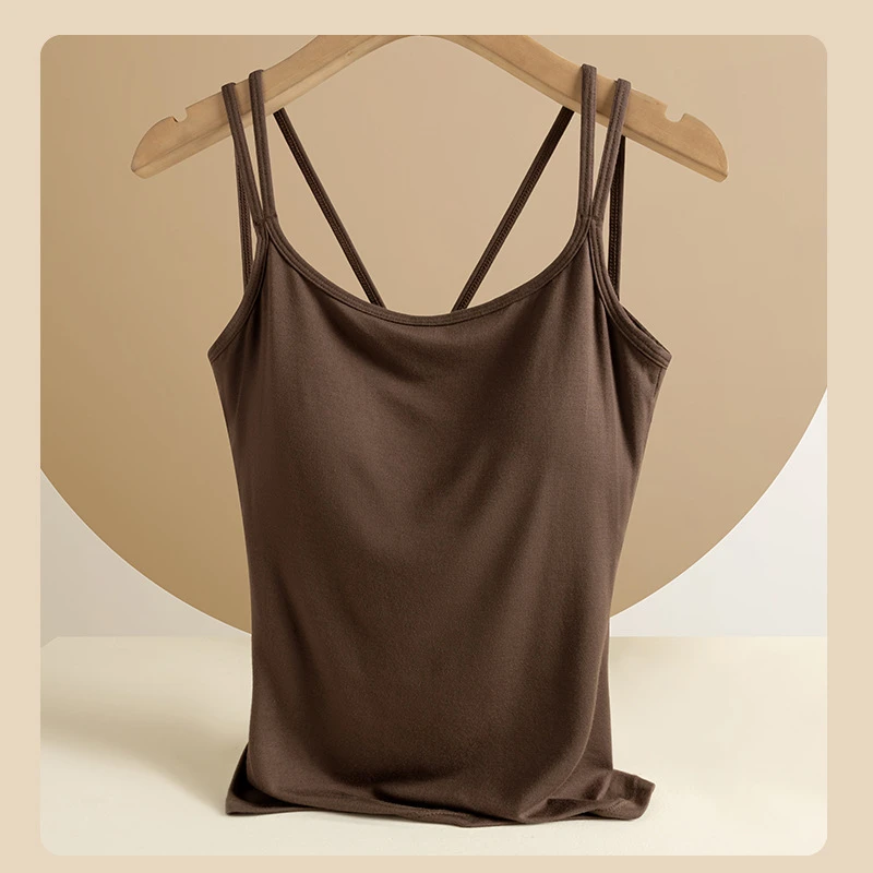 胖MM大码美背带胸垫打底吊带背心女外穿修身显瘦内搭内衣上衣