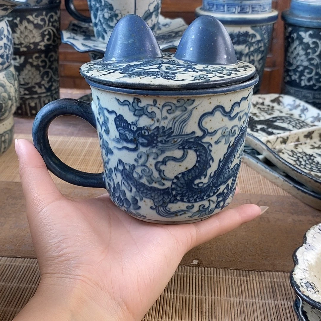 佑***姐手工手绘青花高温陶瓷
