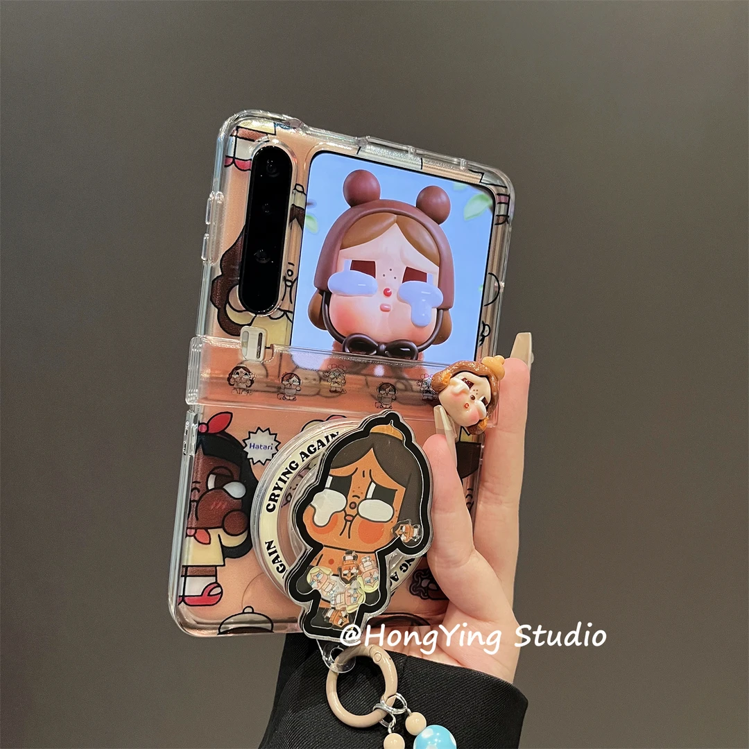 适用华为PuraX典藏版折叠屏手机壳可爱卡通站立黑娃P50pocket2/S