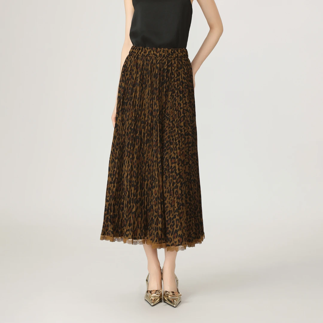 AMASS/阿玛施新款碎花伞裙新款飘逸质感松紧腰百褶半身裙5200320