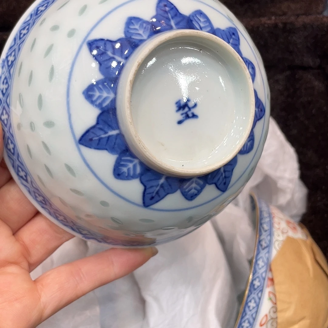 瓷片景德镇清米通玩玉饭碗