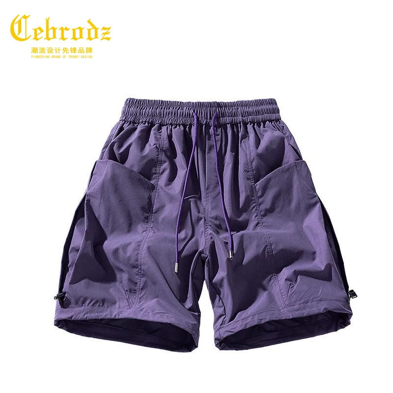 法国Cebrodz宽松时尚夏季短裤纯色男士情侣夏季男士百搭速干短裤