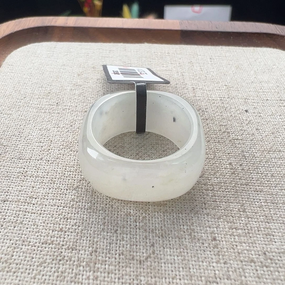 和田玉（糖玉）9K金镶嵌戒指K70冰透白方圆16.9 不退换