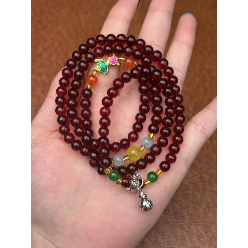 S1442 石榴石多圈手串无礼盒