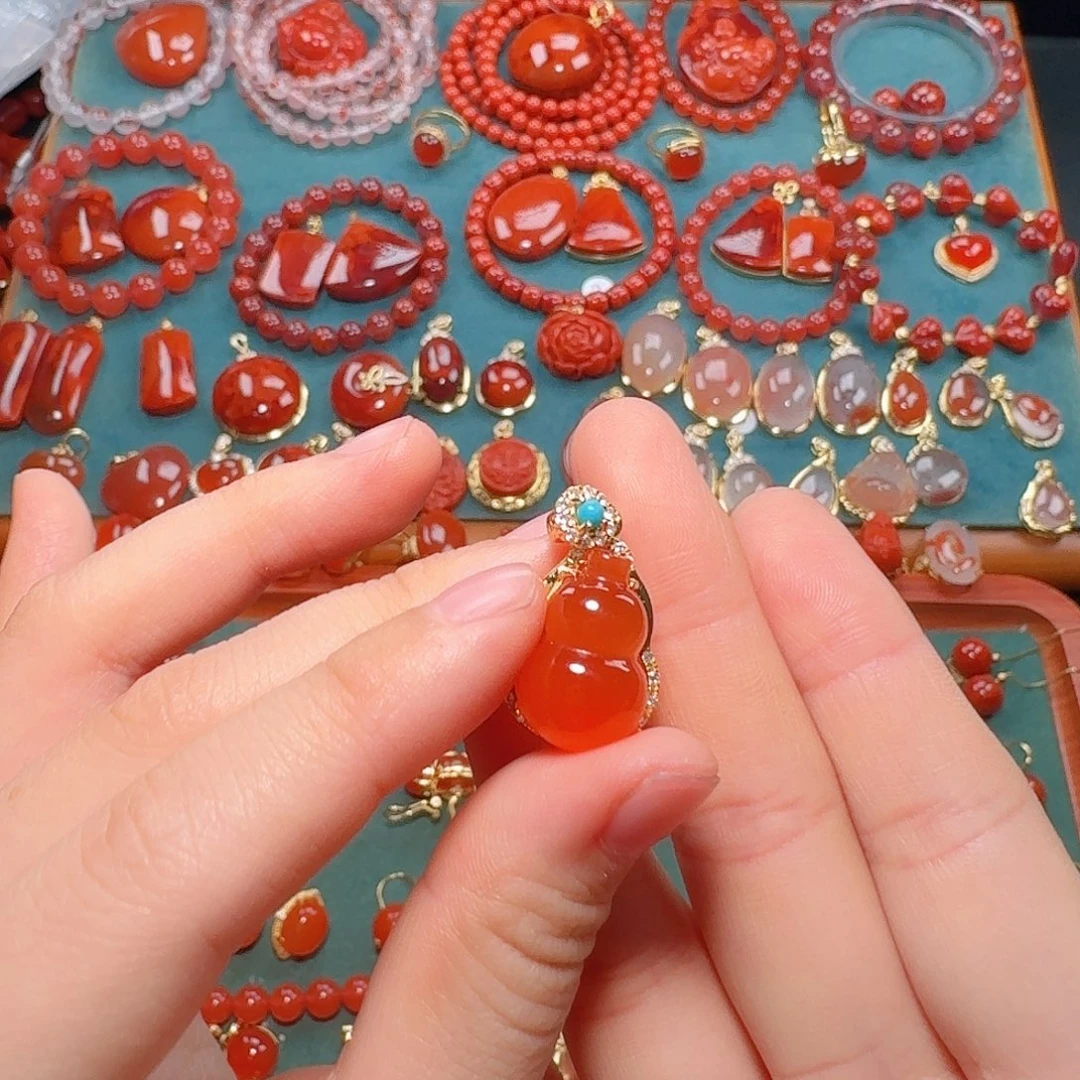 南红玛瑙银S925镶嵌戒指