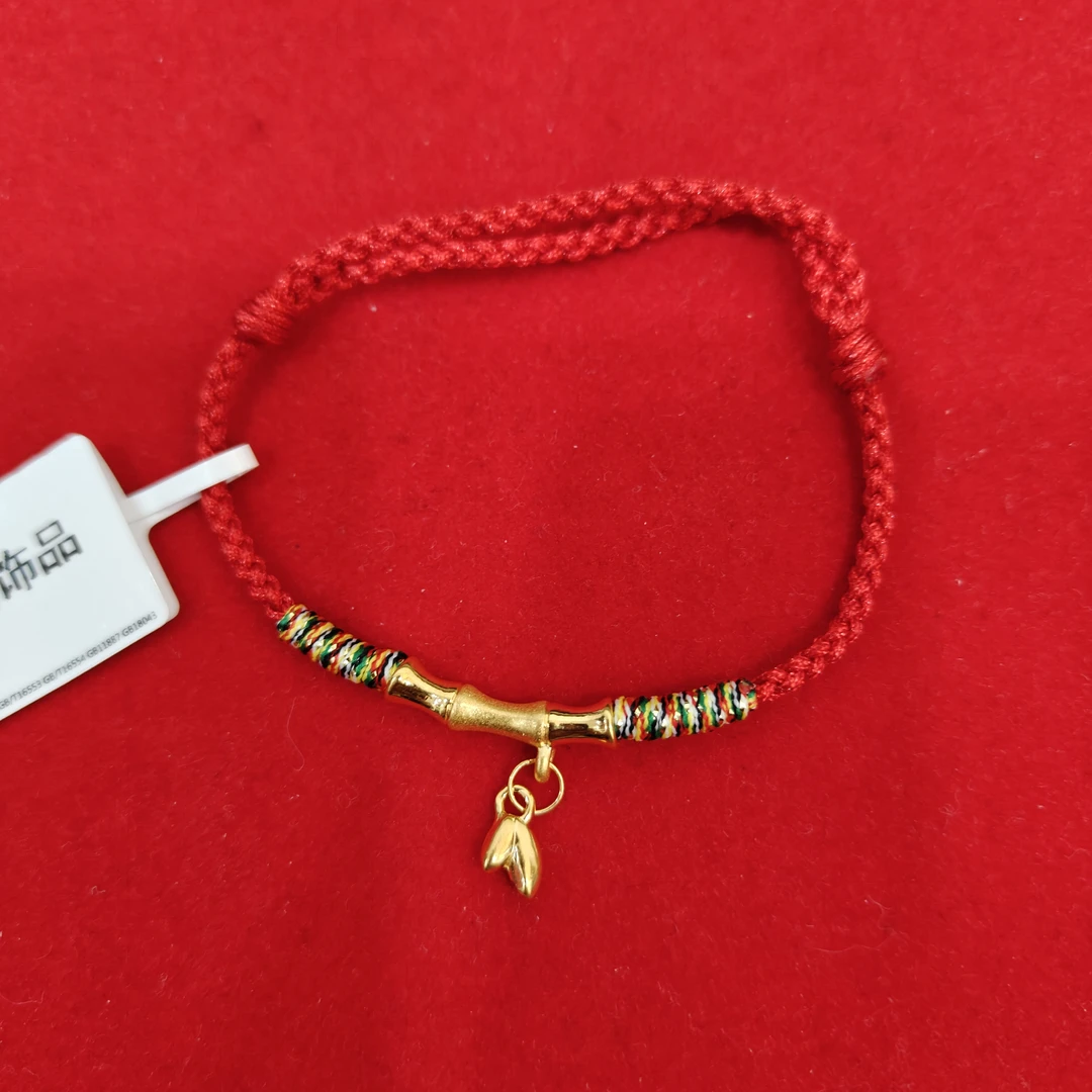 【夏夏专享】足金999 红绳竹节 GP 0.31 攒金有道