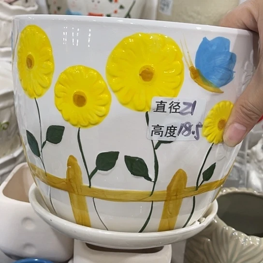 多肉绿植陶瓷花盆9.9包邮，有孔