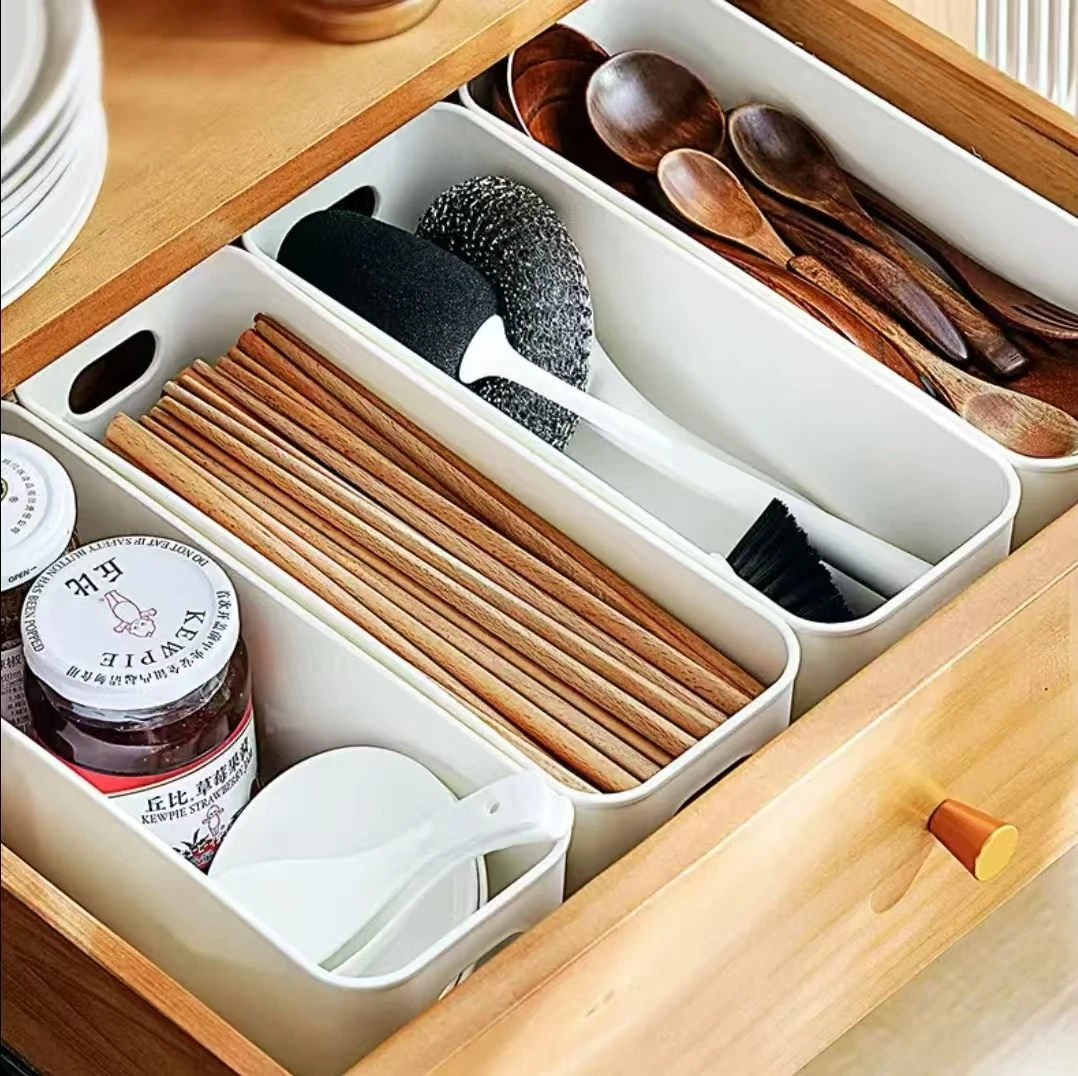 【拍1发6】升级加厚收纳盒杂物整理盒化妆品储物箱家用长方形筐｜