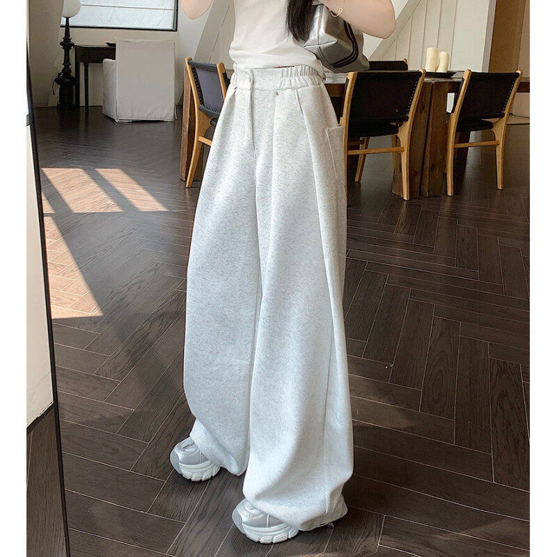 灰色阔腿弯刀卫裤男士春夏潮牌美式高街hiphop休闲宽松弯刀长裤子