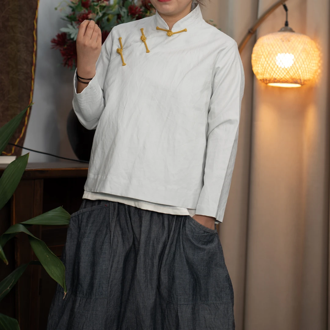 花色立领印花时尚长袖女不褪色薄款小雏菊立满印碎花美式慵懒风