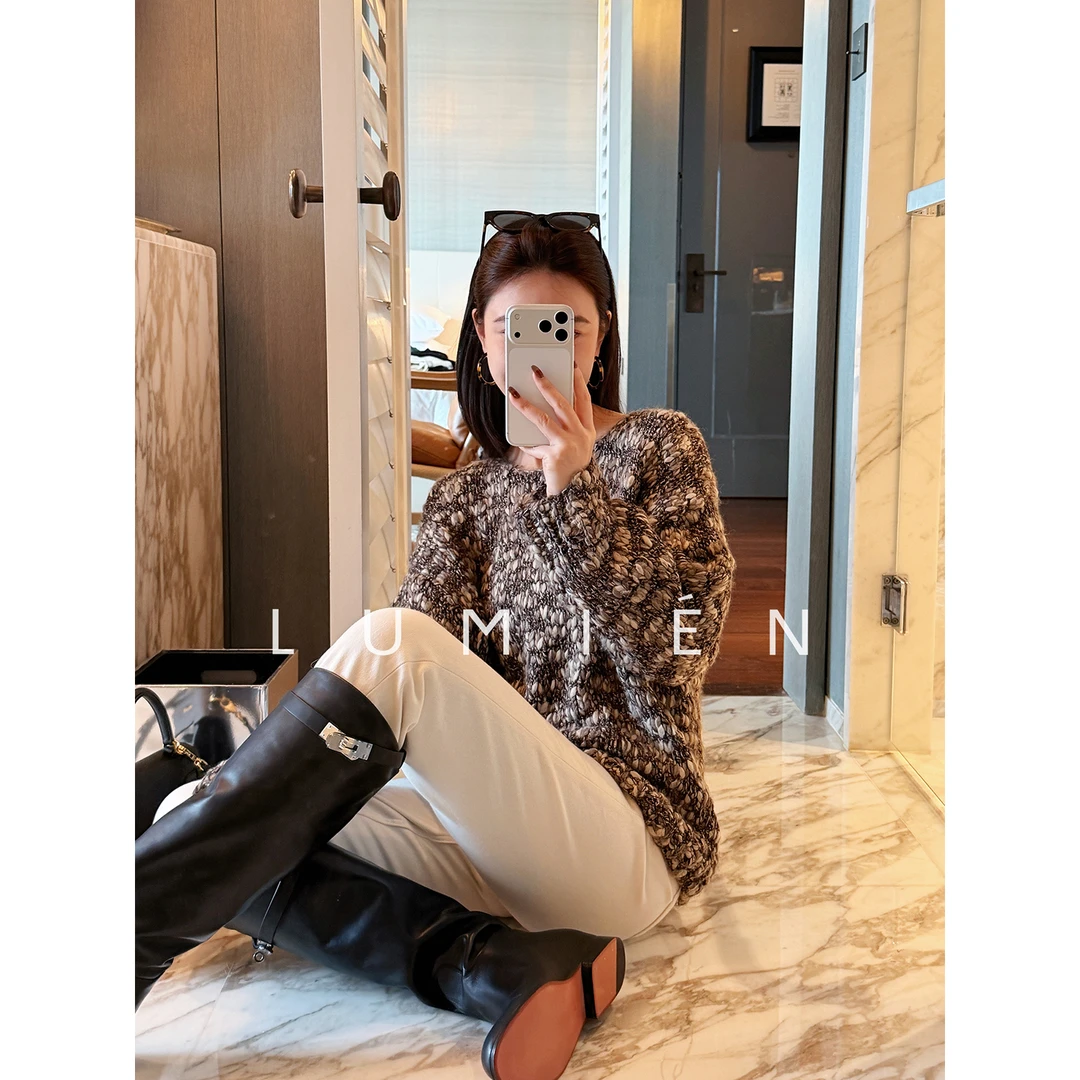 【LUMIEN 新品】复古慵懒风羊毛羊驼圆领肌理感针织衫毛衣LX5JTT208