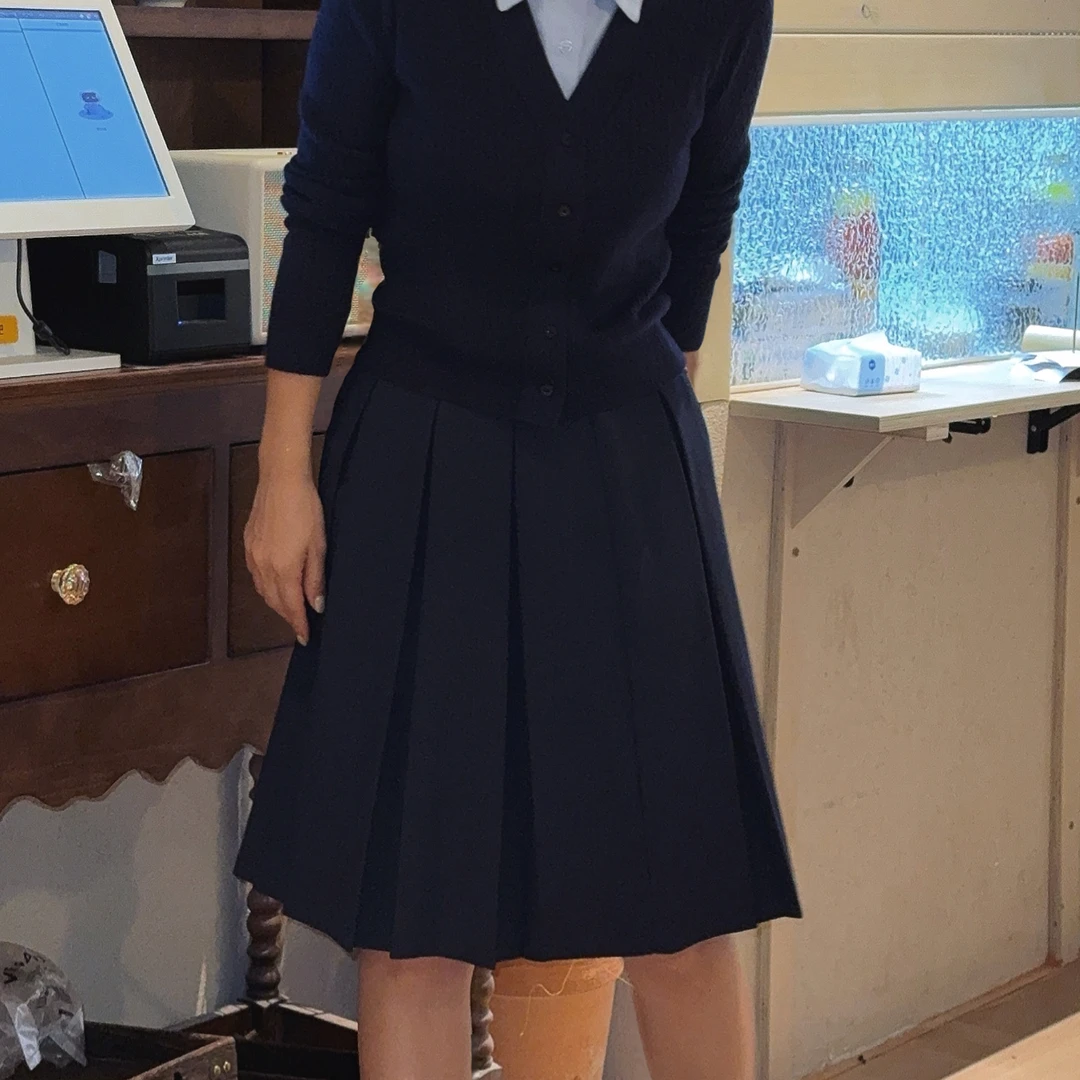 XIYE&W【TTB百褶裙附皮带】显瘦纯色百褶裙