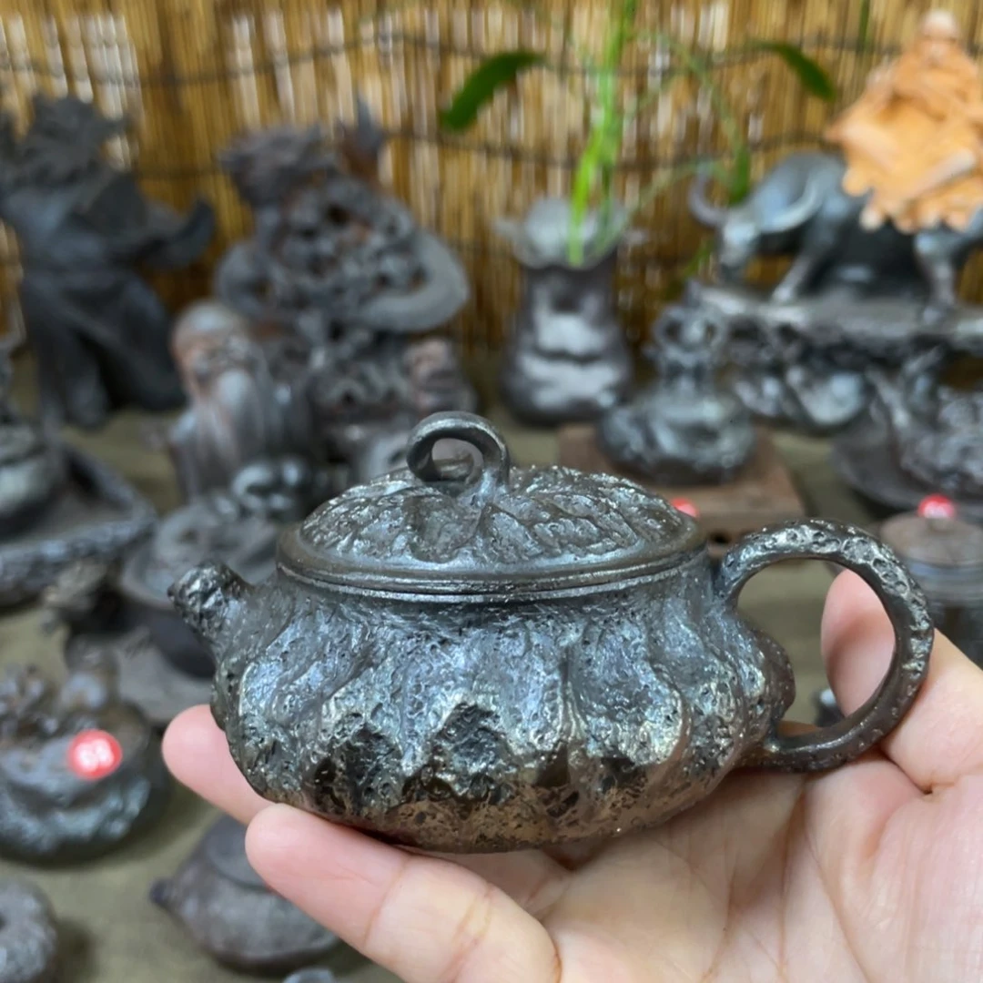 手捏柴烧茶器壶微瑕