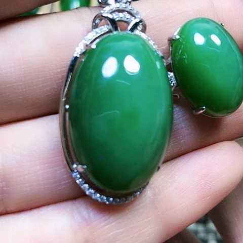 和田玉银S925镶嵌戒指