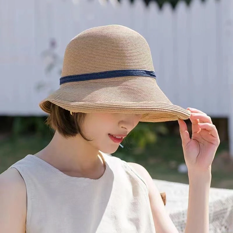 M02赫本风可调大小（卡其色）草帽夏季遮阳帽防晒帽百搭渔夫帽