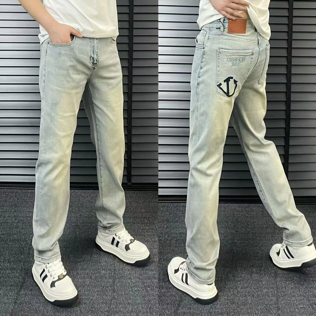 36502男士春夏薄款男士修身牛仔裤潮男夏季宽松潮流