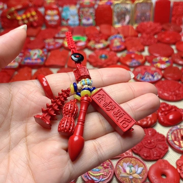 天然辰砂工艺品朱砂钥匙扣