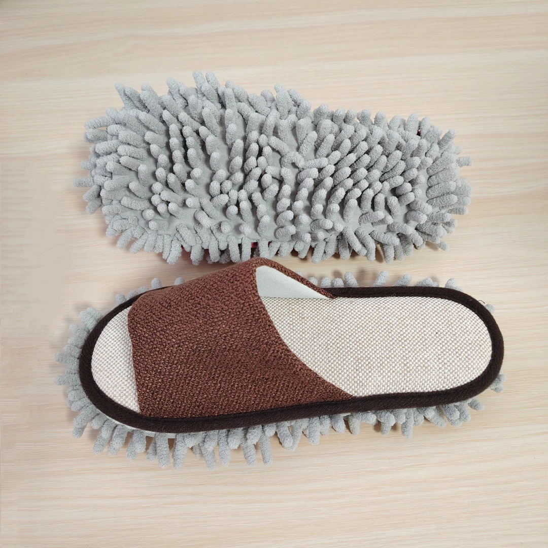 可拆洗擦地拖鞋拖地懒人扫地静音地板清洁拖把亚麻四季款抹布鞋套