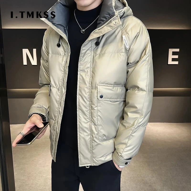 羽绒服男冬季新款潮牌百搭加厚短款白鸭绒男士冬装外套连帽冬装男