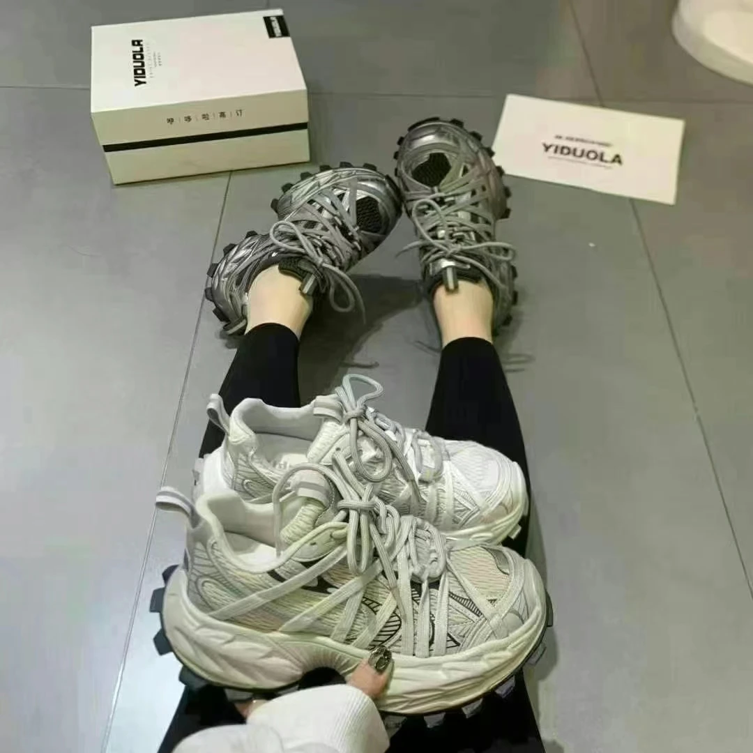 厚底绑带潮酷老爹鞋2025春季休闲运动松糕增高百搭老爹鞋795-2