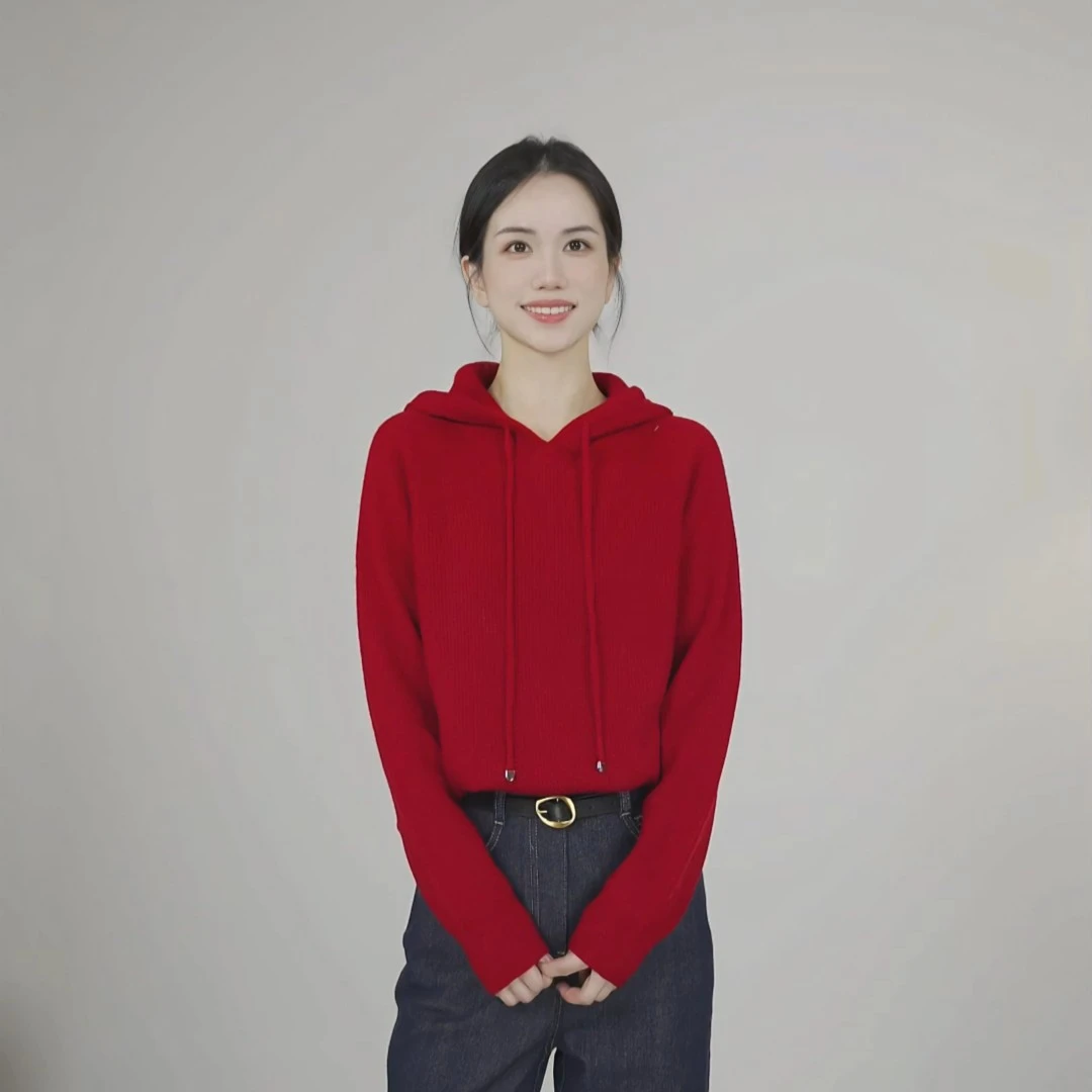 小禾【福宝】100山羊绒戴帽插肩袖秋冬毛衣25SS023