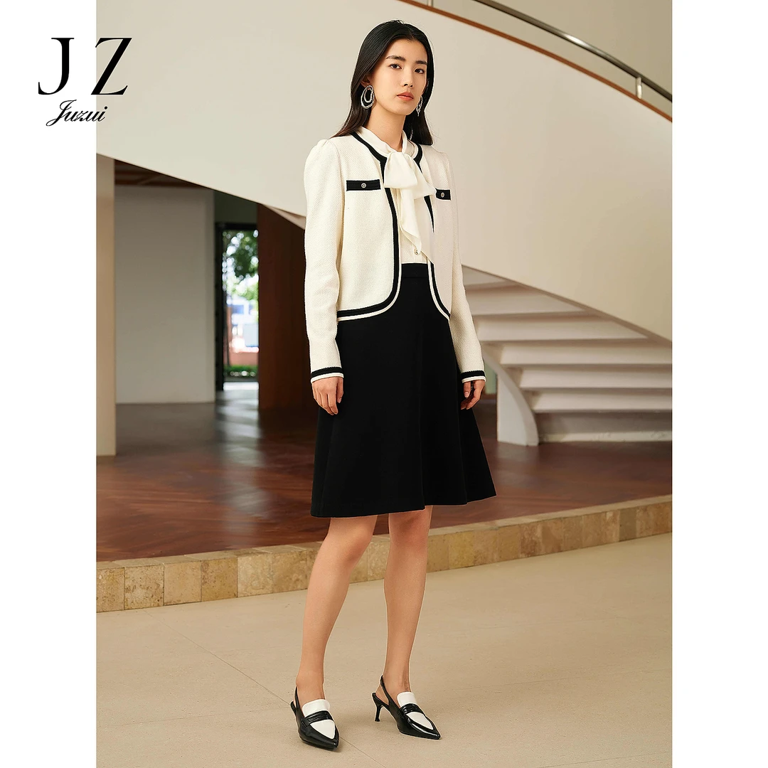 【尚雅专属】JZ玖姿JWFC31403商场同款小香风针织连衣裙两件套女