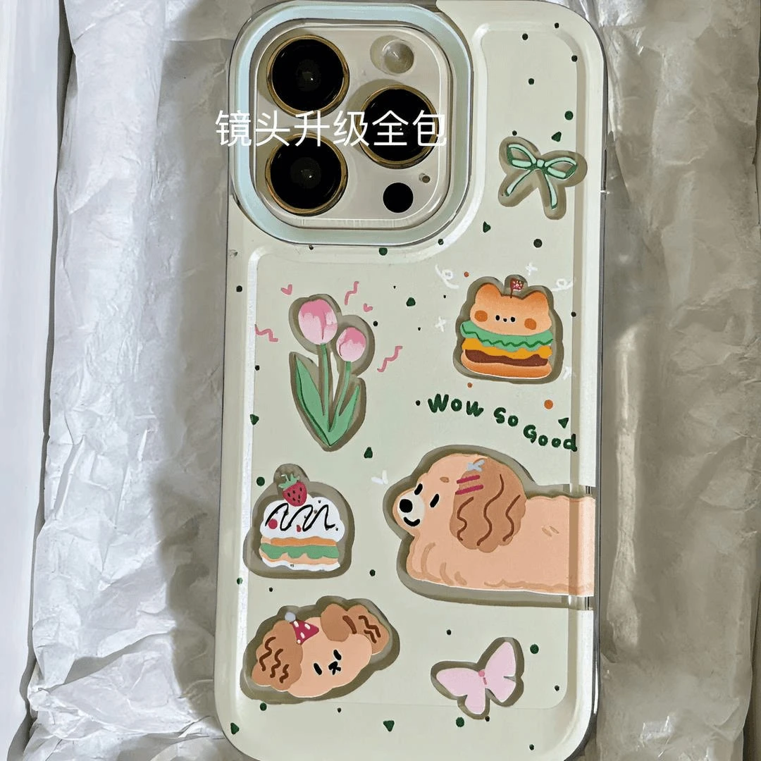 汉堡小狗适用苹果16PROMAX手机壳15爆款14软妹13透明12高颜值11/X