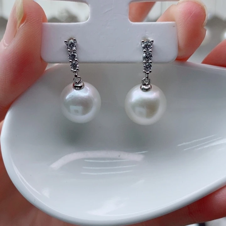 耳饰淡水珍珠银S925镶嵌A