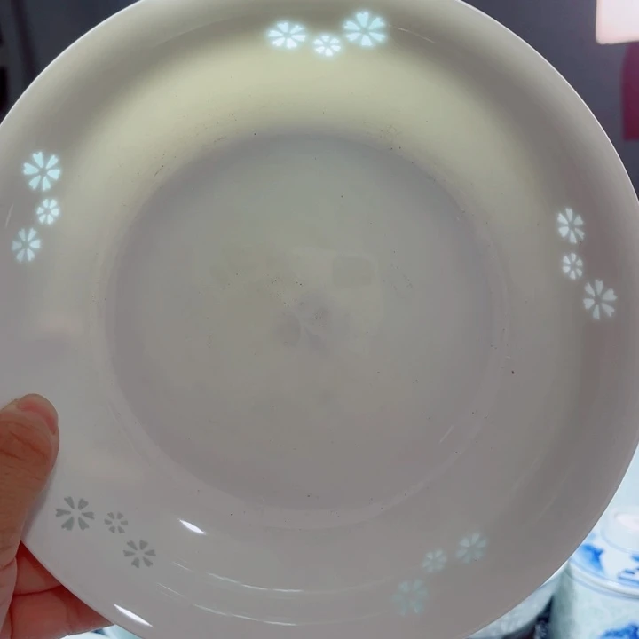 青花玲珑8寸窝盘三星花