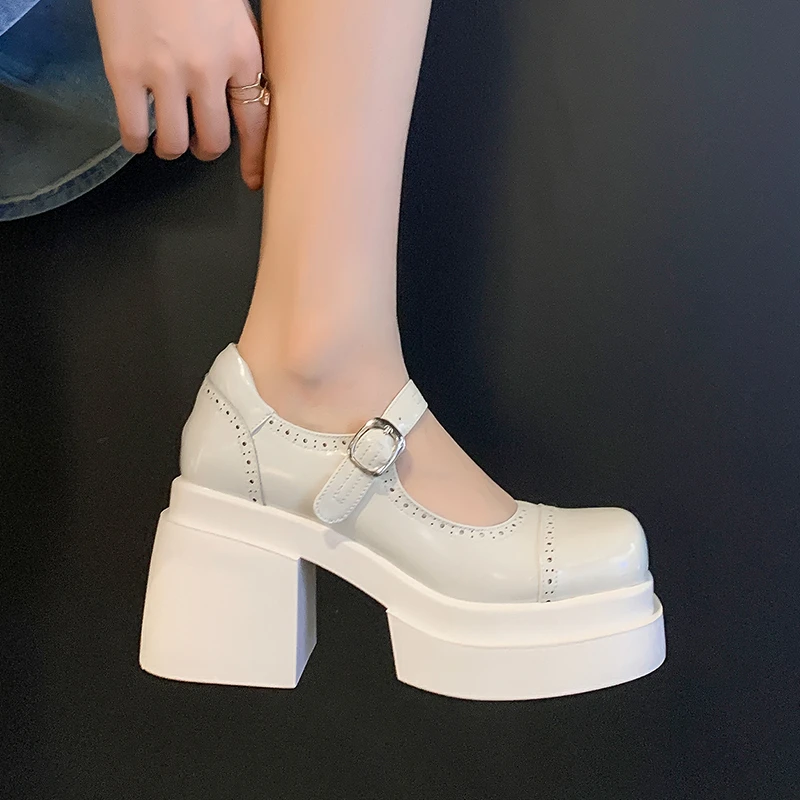 小个子增高9cm~厚底玛丽珍鞋女新款英伦风小皮鞋真皮浅口单鞋舒适