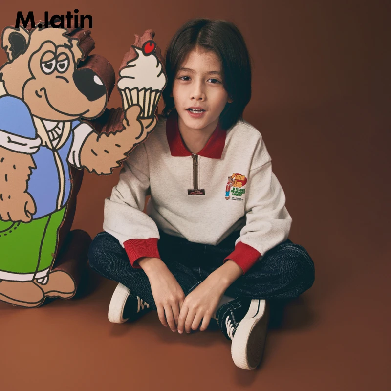 马拉丁童装儿童卫衣2025秋装新款男大童polo领卫衣