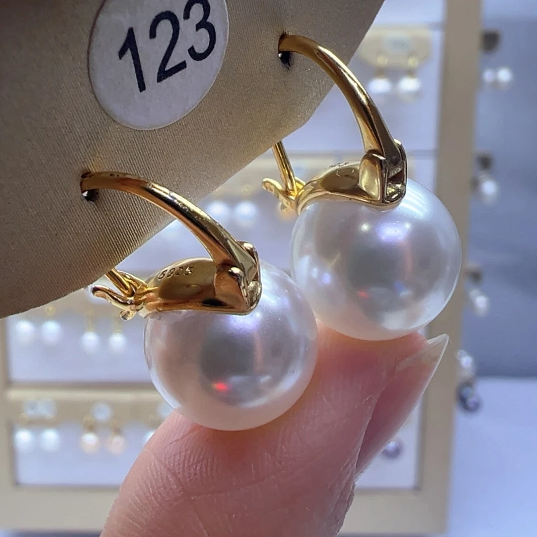 银S925镶嵌淡水珍珠耳饰