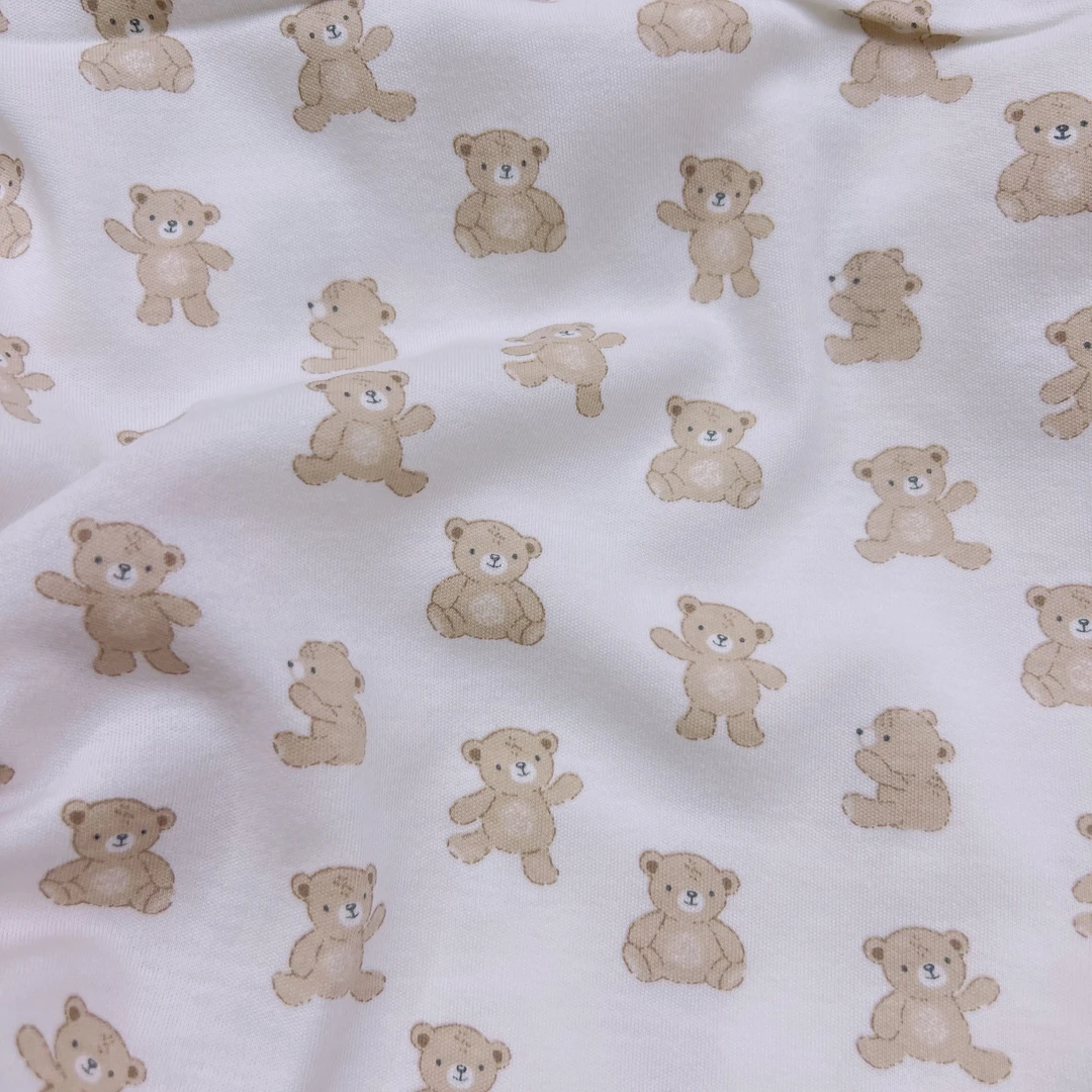 T440纯棉卡通小熊双面精梳棉弹力针织面料一米价【宽1.75】