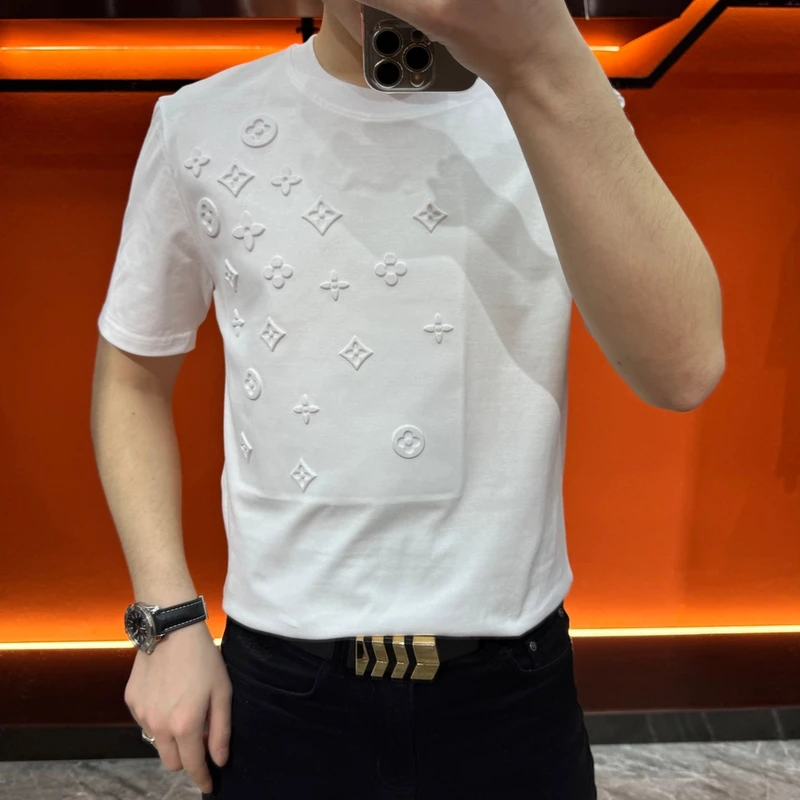 2024夏季新品潮流时尚休闲百搭欧货男士短袖T恤高品质半袖