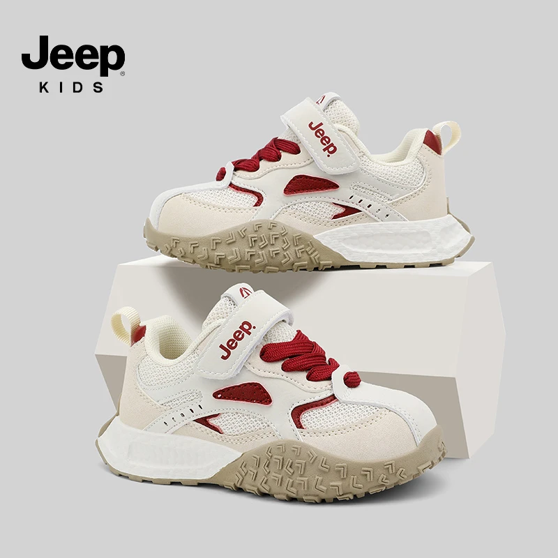 jeep童鞋男童运动鞋春季儿童鞋子2025新款网面透气女童跑步休闲鞋