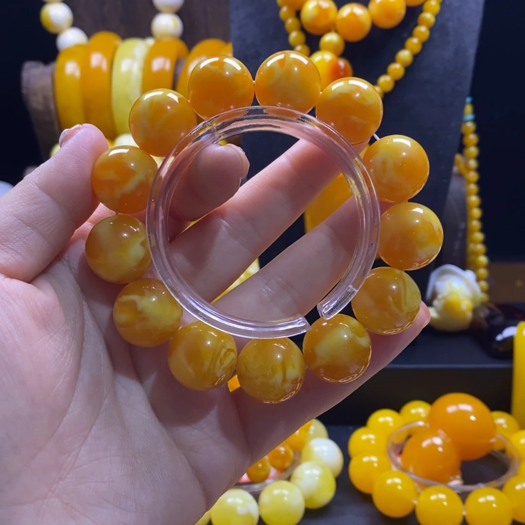 娇***非金属老蜡飘花卡18手串