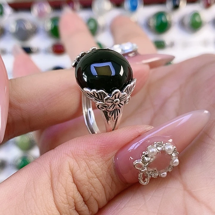 银S925镶嵌戒指玛瑙/玉髓