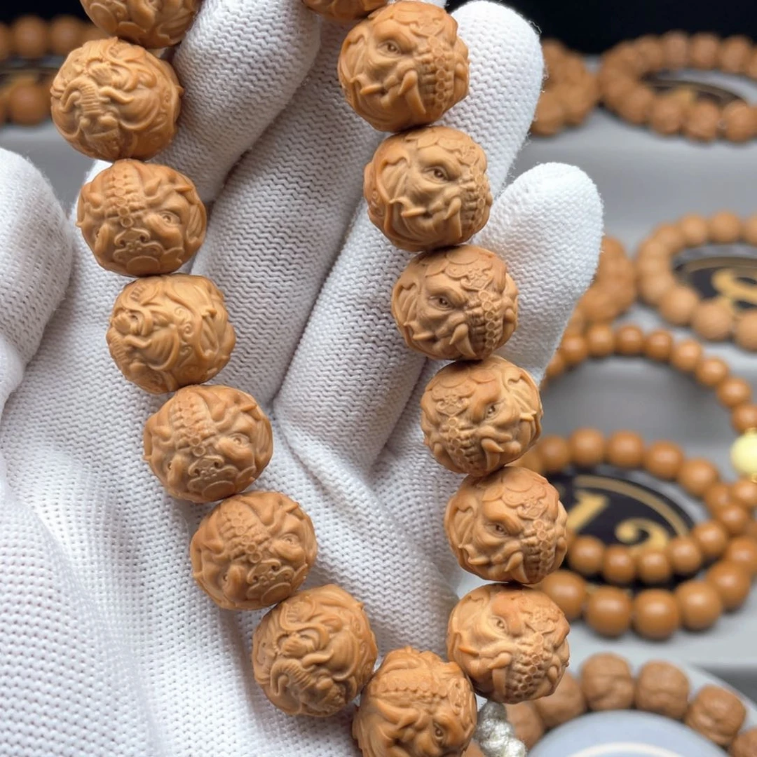猴头核桃手串全品聚宝盆雕刻双面象神16+尺寸