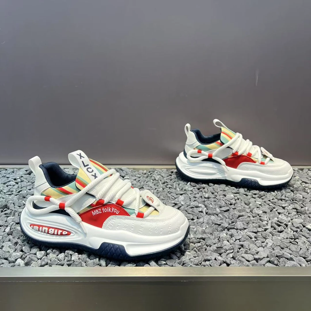 2025夏季新款厚底拼色低帮透气网面一脚蹬男款青春小众软底休闲鞋