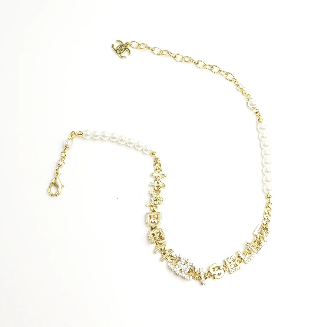 铜合金合成锆石项链 OO8BLX-33028 项链气质时尚精致