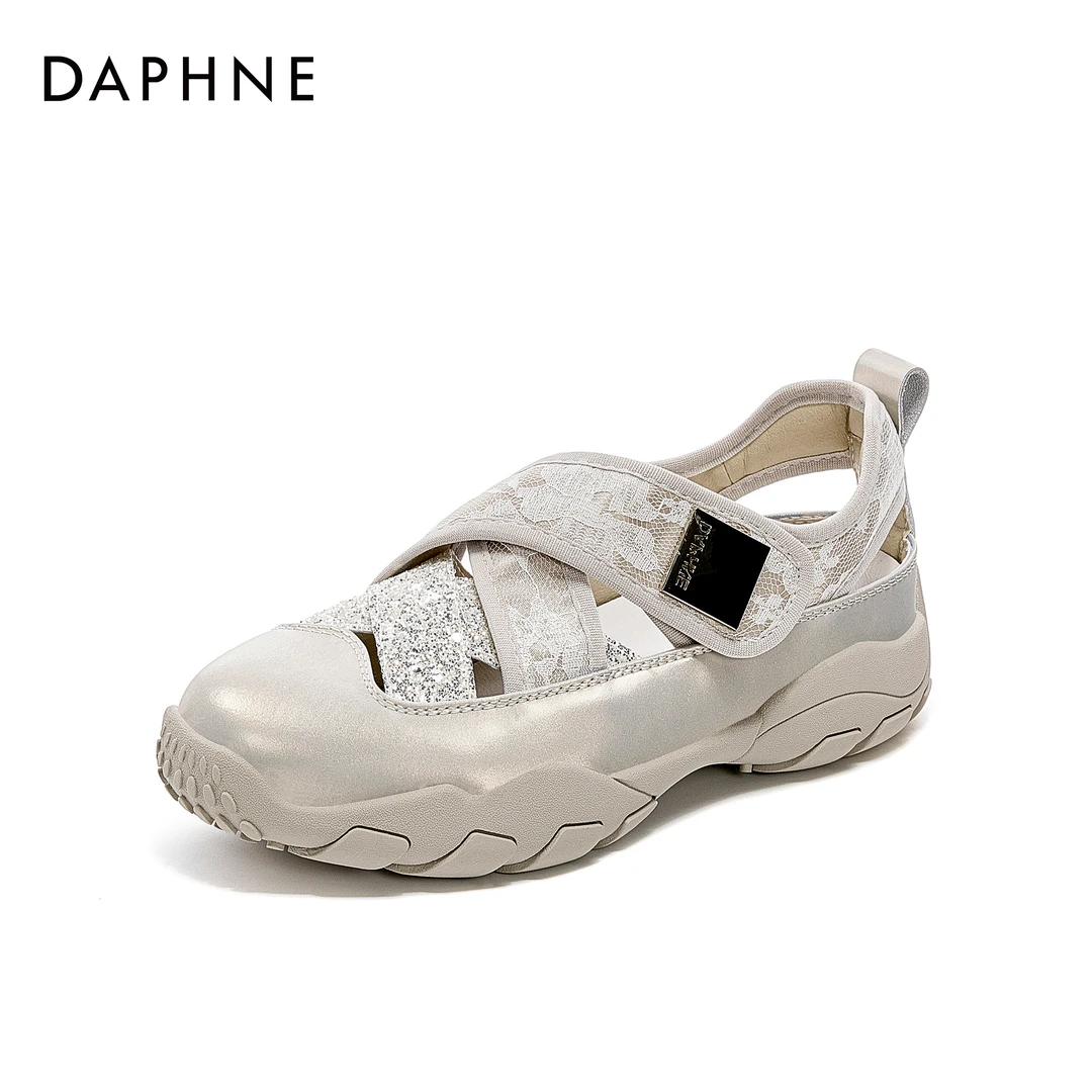 达芙妮2025年夏季新款时尚潮流舒适百搭镂空透气水钻点缀休闲鞋