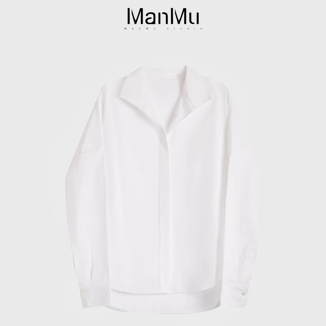 满目ManMu【张琪专属】老钱风白色时尚休闲百搭透气衬衫350118