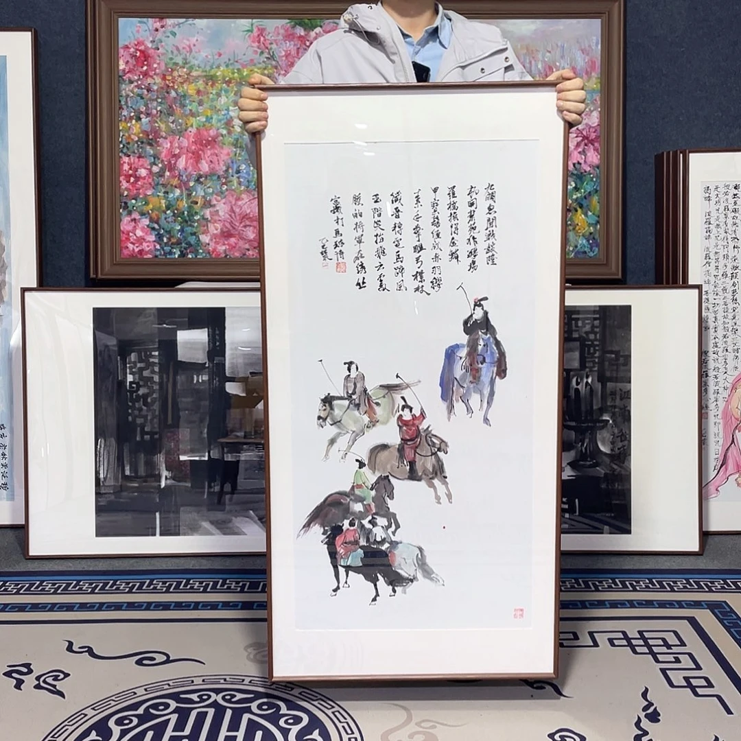 国画手绘画作品带框60/120