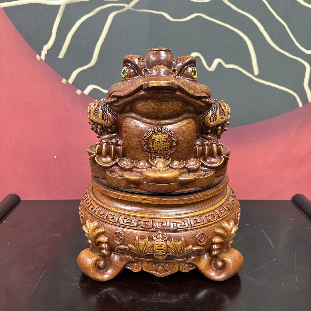 【招财纳福】可旋转金蟾带底座高档中式摆设摆件 长25高30