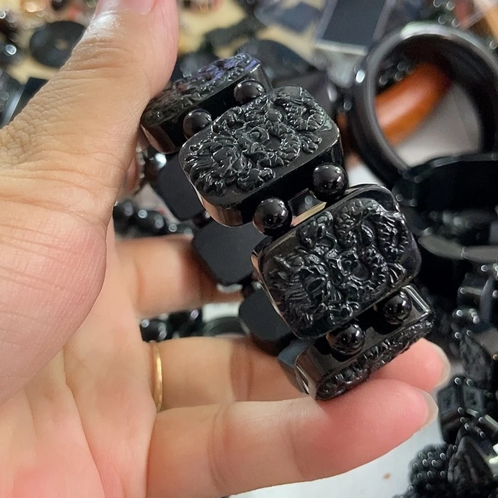 平***你翡翠手镯未镶嵌墨翠龙
