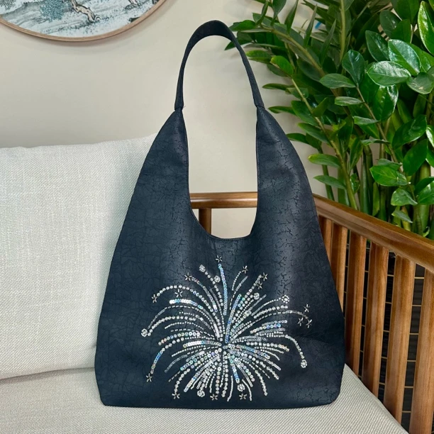 【烟花包】珠管刺绣丝绒国风手工diy银色烟花