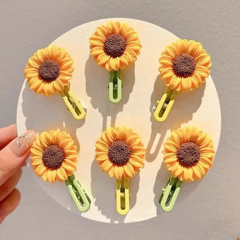 六个装向日葵甜美可爱花朵发夹少女刘海发卡海边游玩必备