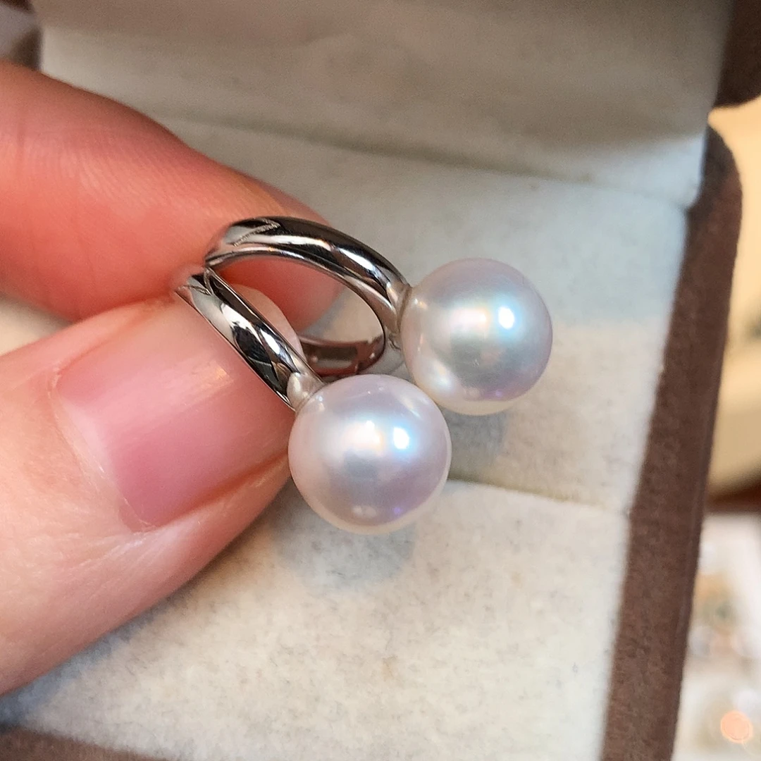 海水珍珠耳环银S925镶嵌