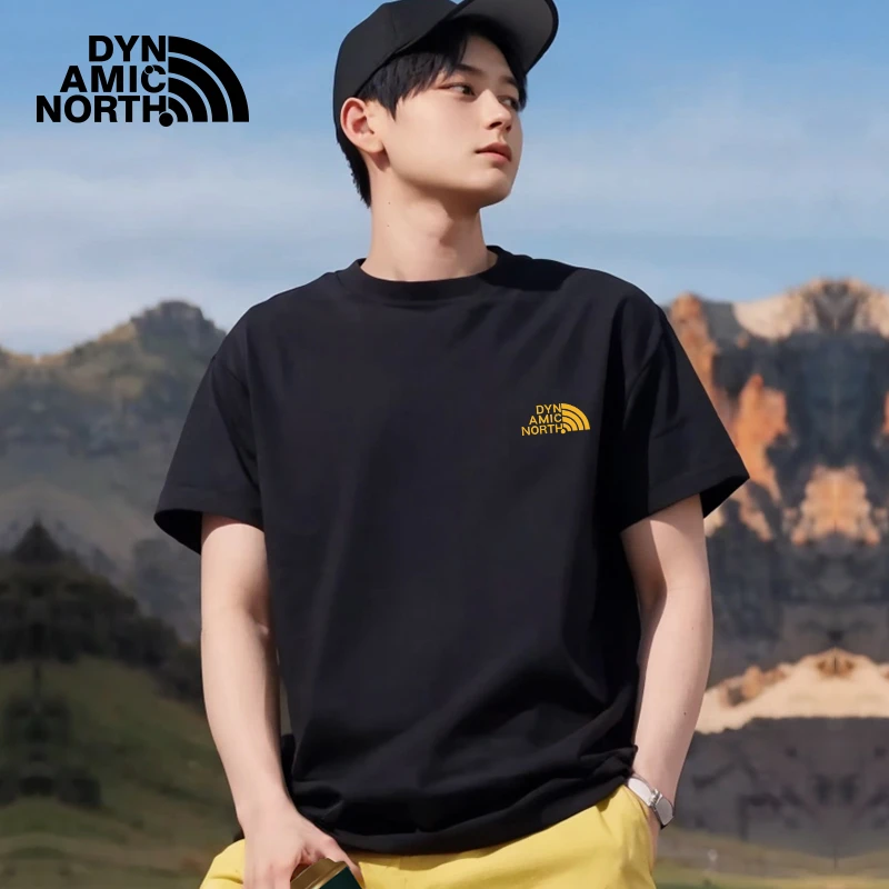 动感北面户外圆领宽松短袖T恤男夏季新款小标休闲百搭潮牌情侣装